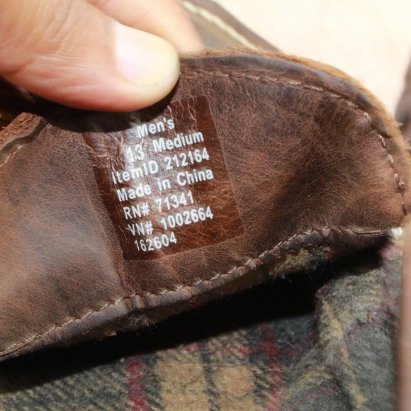 LL Bean Brown Leather Flannel Lined Handsewn Slippers Size 13 Medium - Picture 8 of 9